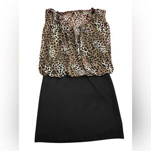 Deb Leopard Print and Black Mini Dress